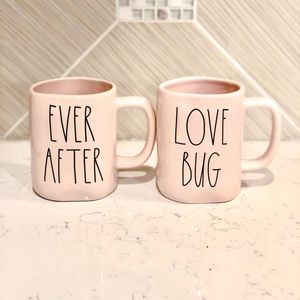 Rae Dunn Pink Mugs “Ever After” & “Love Bug”